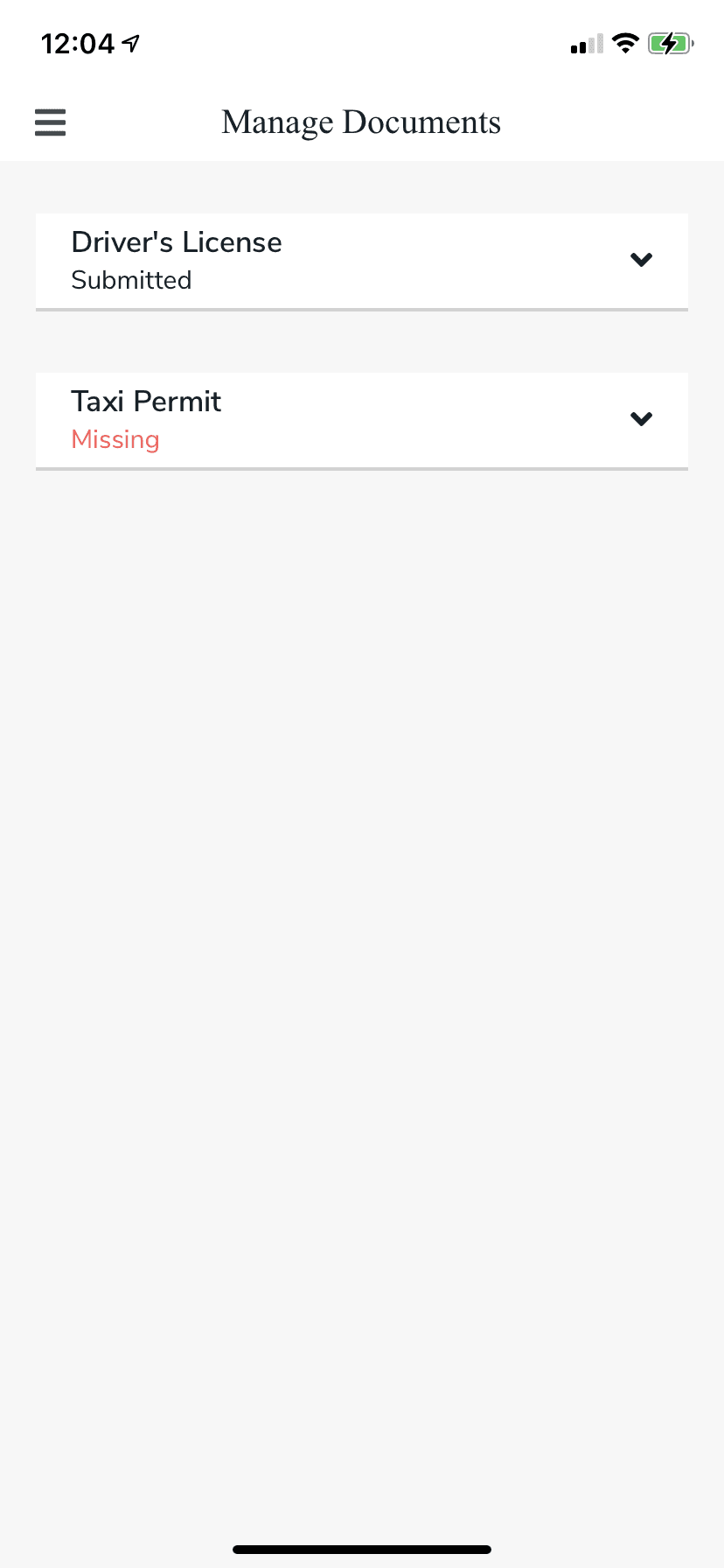 Allez Driver app screen 3
